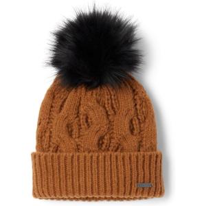 Columbia Womens Boundless Days Cable Knit Pom Beanie(Camel Brown)