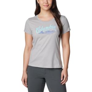 Columbia Womens Daisy Days Short Sleeve Graphic Tee(Columbia Grey Heather/Simply Scripted)