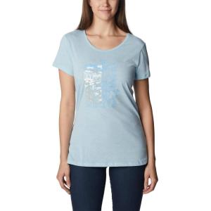 Columbia Womens Daisy Days Short Sleeve Graphic Tee(Spring Blue Heather/Find Your Wild Graphic)