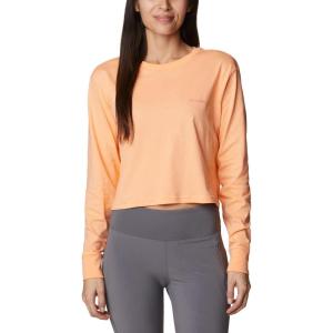 Columbia Women’s Standard North Cascades Long Sleeve Cropped Tee(Peach/Boundless Graphic)