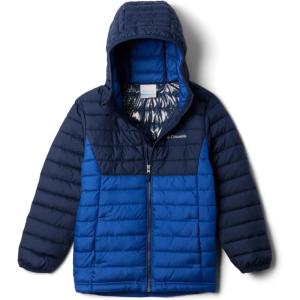 Columbia boys Powder Lite II Hooded Jacket(Mountain Blue/Collegiate Navy)