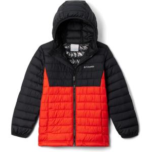 Columbia boys Powder Lite II Hooded Jacket(Spicy/Black)