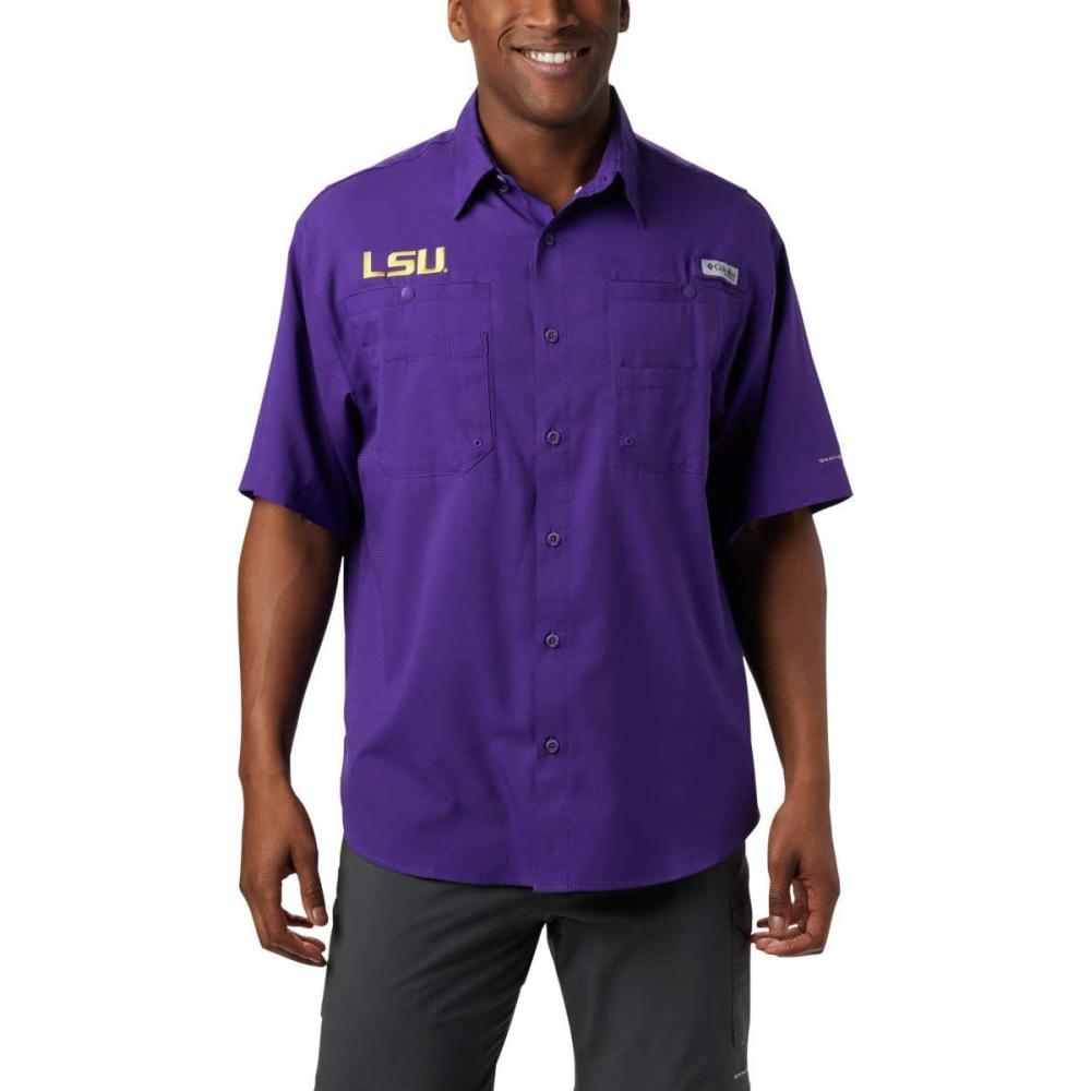 imageColumbia Mens CLG Tamiami Short Sleeve ShirtLsu Vivid Purple