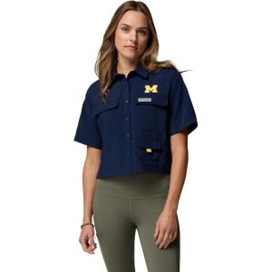 Columbia Womens Collegiate PFG Open Water Short Sleeve Shirt(Um – Collegiate Navy)
