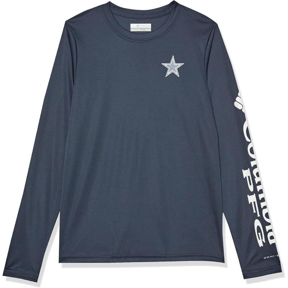 imageColumbia Youth Unisex Collegiate Terminal Tackle Long Sleeve ShirtDC  NavyWhite