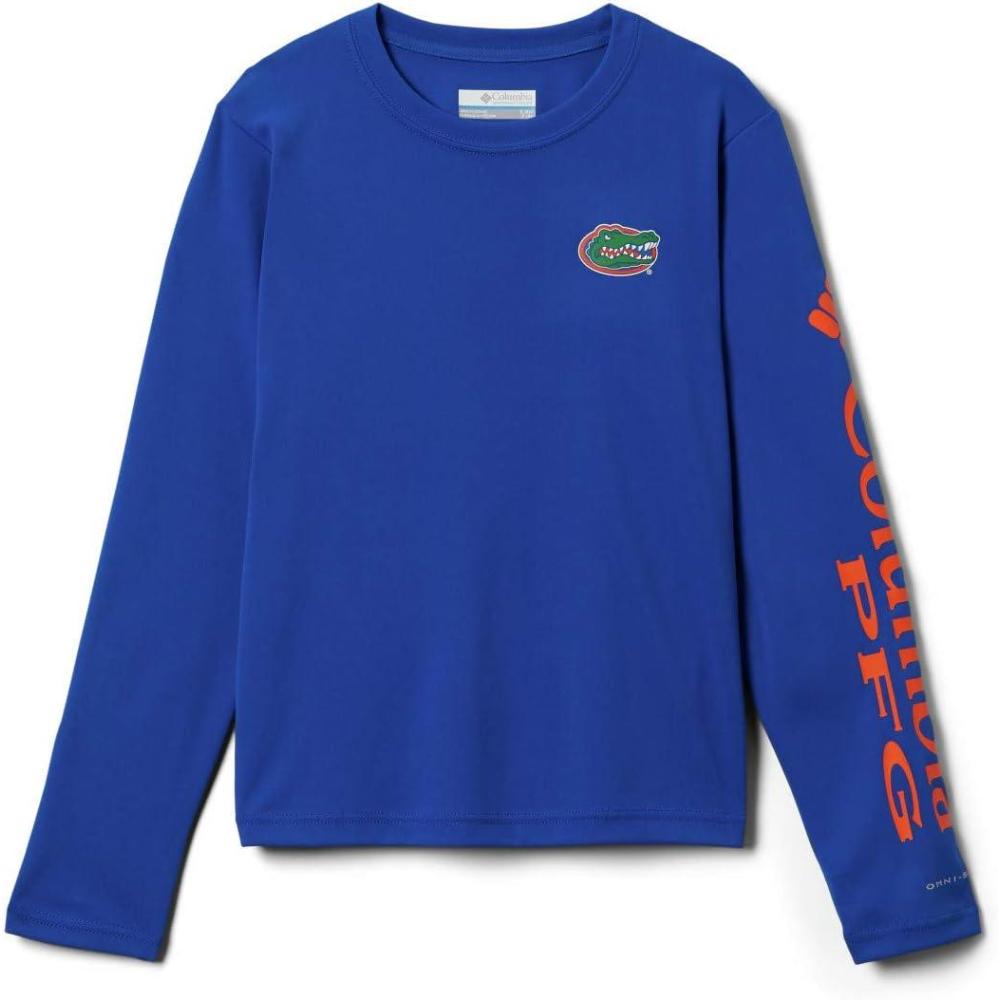imageColumbia Youth Unisex Collegiate Terminal Tackle Long Sleeve ShirtFla AzulSpark Orange