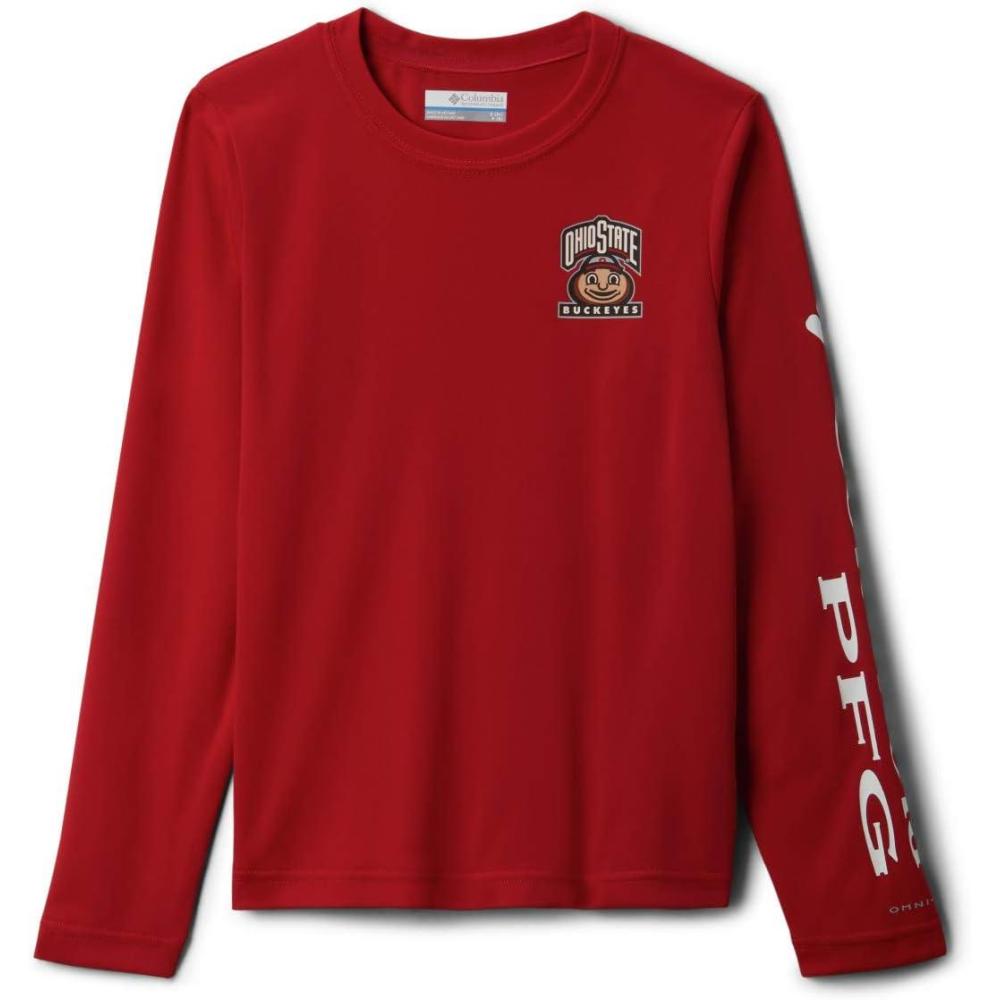 imageColumbia Youth Unisex Collegiate Terminal Tackle Long Sleeve ShirtRed white