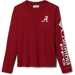 Columbia Youth Unisex Collegiate Terminal Tackle Long Sleeve Shirt(Ala – Red Velvet/White)