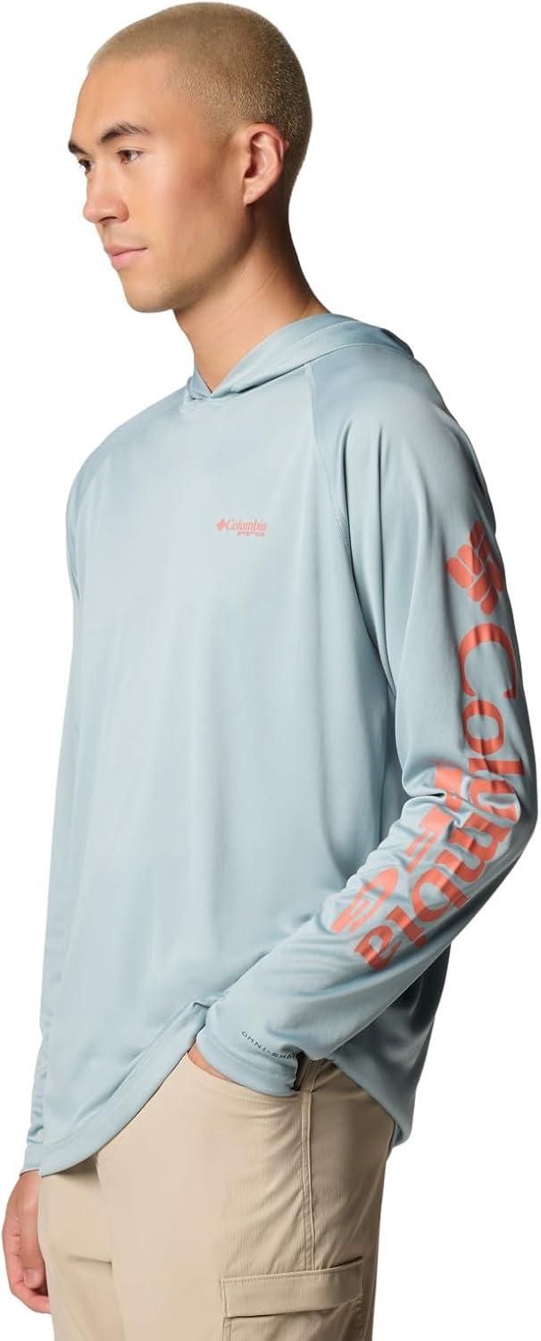 imageColumbia Mens Terminal Tackle Big amp Tall HoodieCrushed BlueFaded Peach Logo