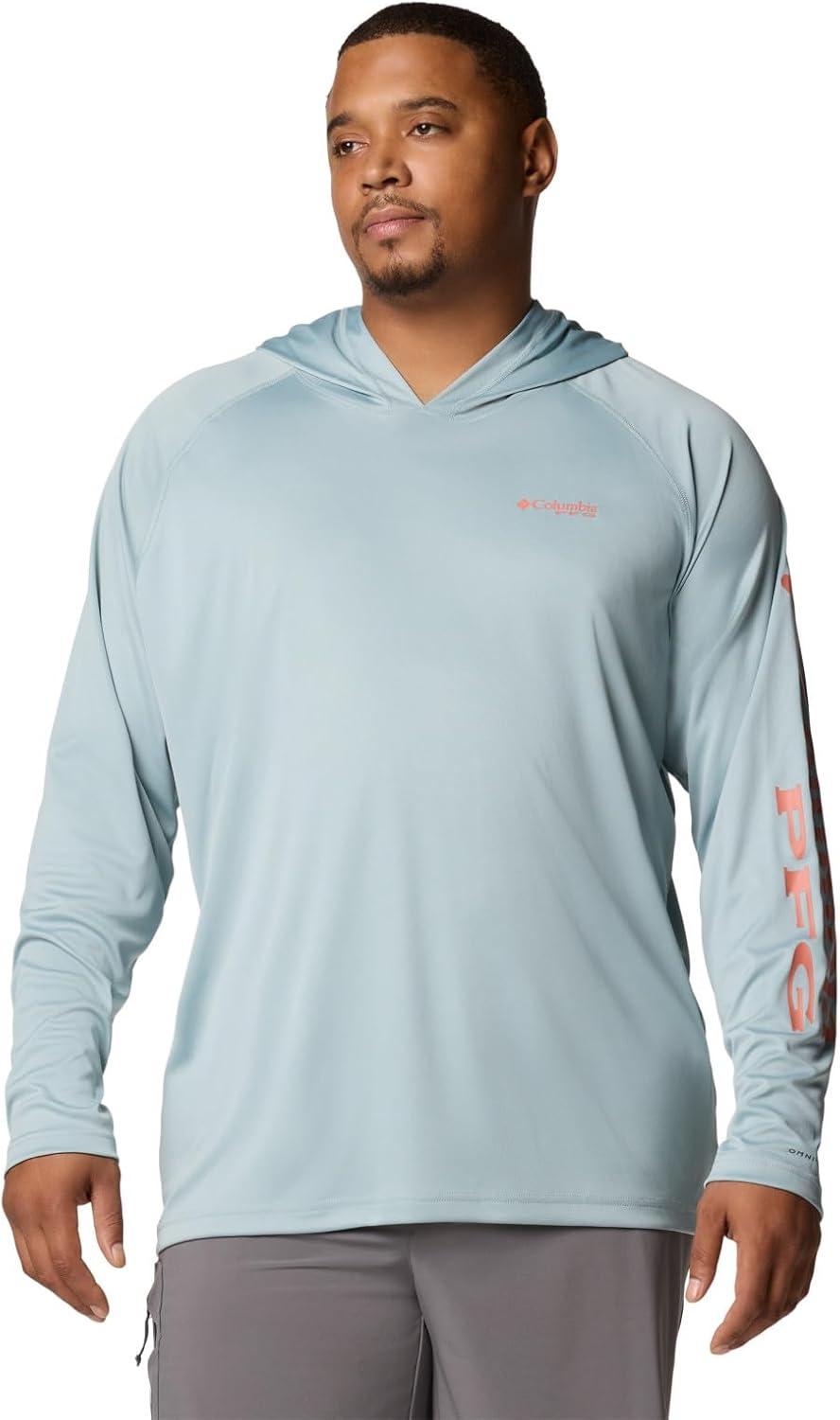 imageColumbia Mens Terminal Tackle Big amp Tall HoodieCrushed BlueFaded Peach Logo