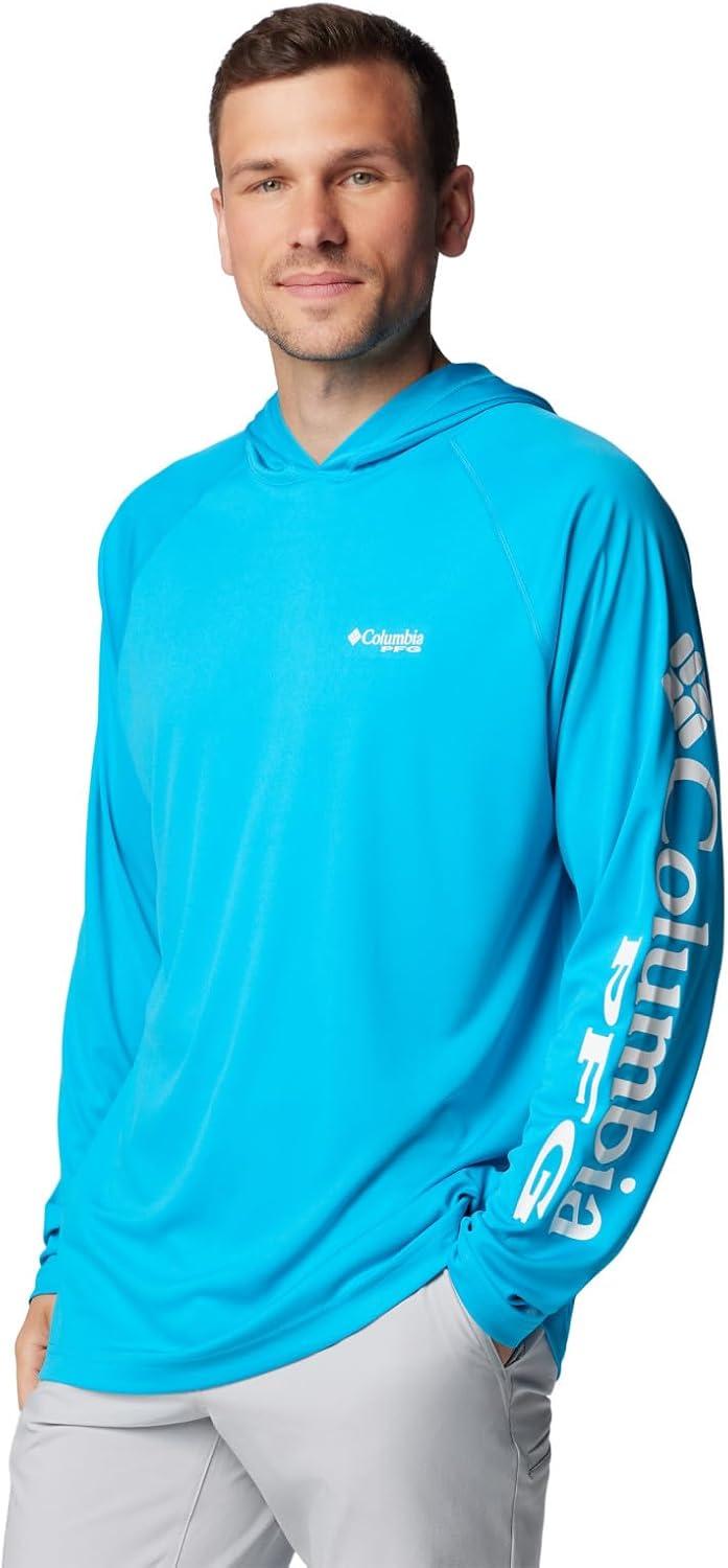imageColumbia Mens Terminal Tackle Big amp Tall HoodieOcean BlueWhite Logo