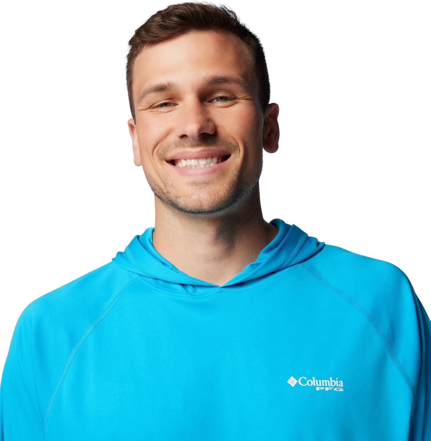 imageColumbia Mens Terminal Tackle Big amp Tall HoodieOcean BlueWhite Logo