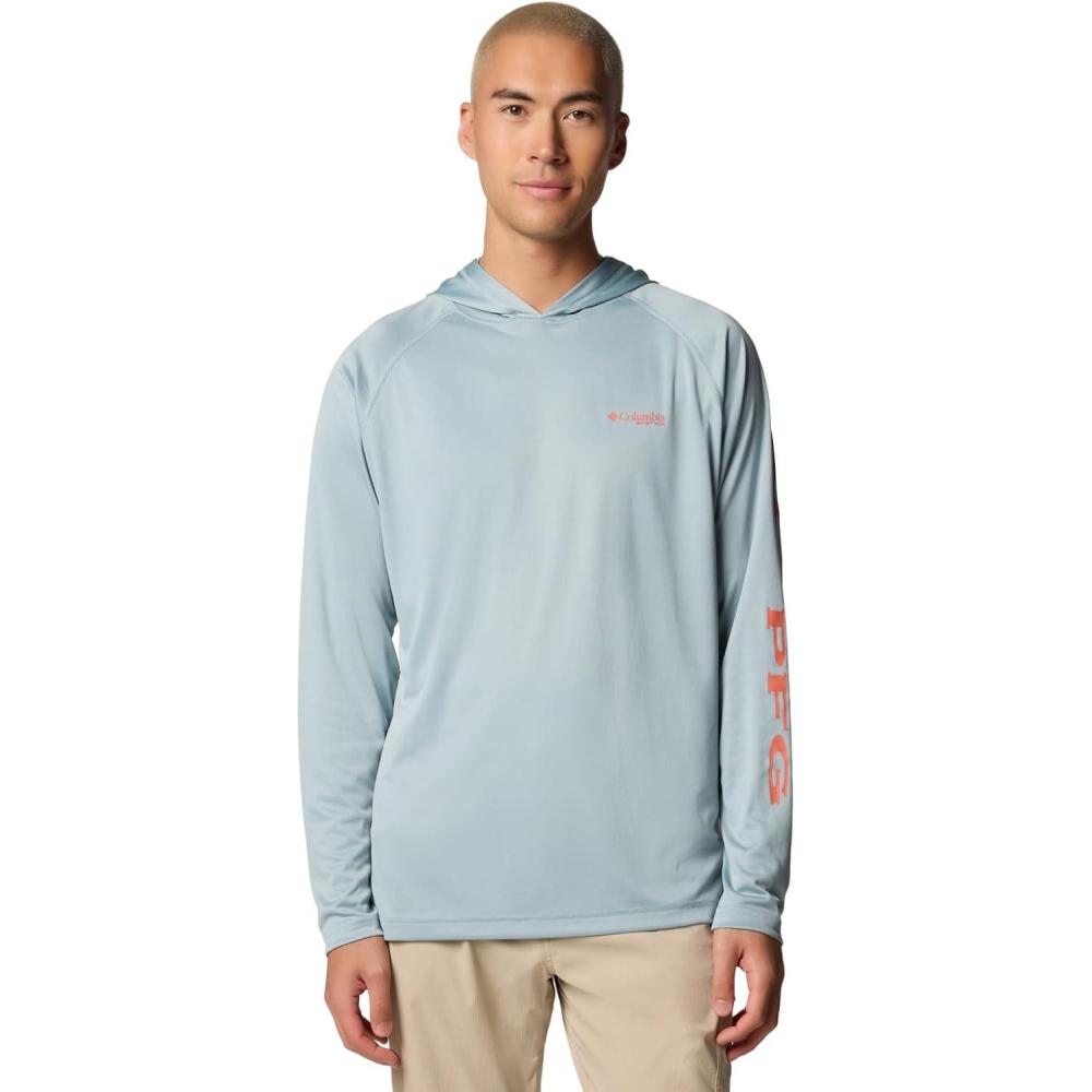 imageColumbia Mens Terminal Tackle Big amp Tall HoodieCrushed BlueFaded Peach Logo