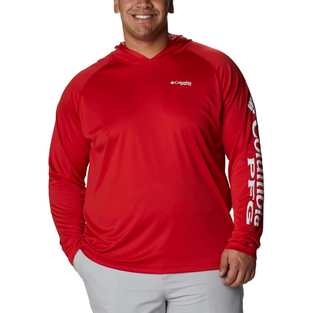 imageColumbia Mens Terminal Tackle Big amp Tall HoodieRed SparkWhite Logo
