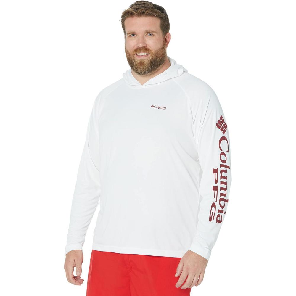 imageColumbia Mens Terminal Tackle Big amp Tall HoodieWhiteRed Jasper Logo