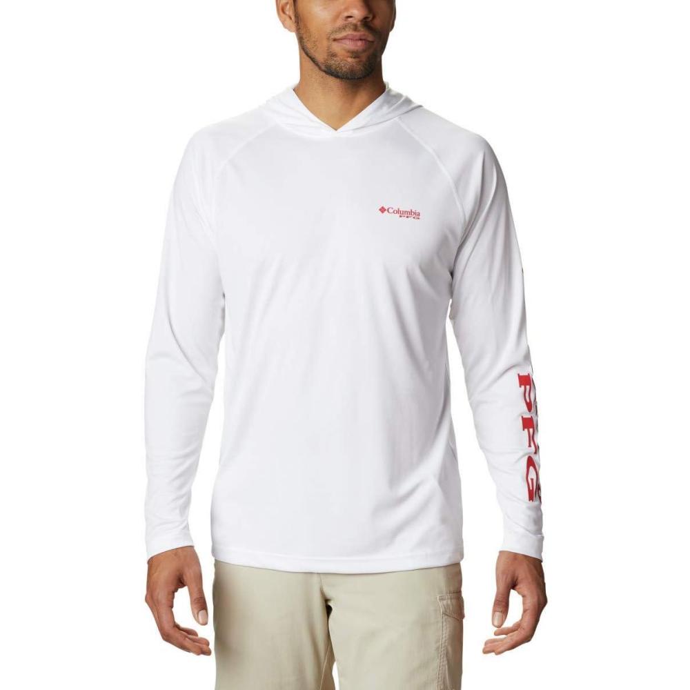 imageColumbia Mens Terminal Tackle Big amp Tall HoodieWhiteRed Spark Logo