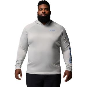 Columbia Men’s Terminal Tackle Big & Tall Hoodie(Cool Grey Heather/Vivid Blue Logo)