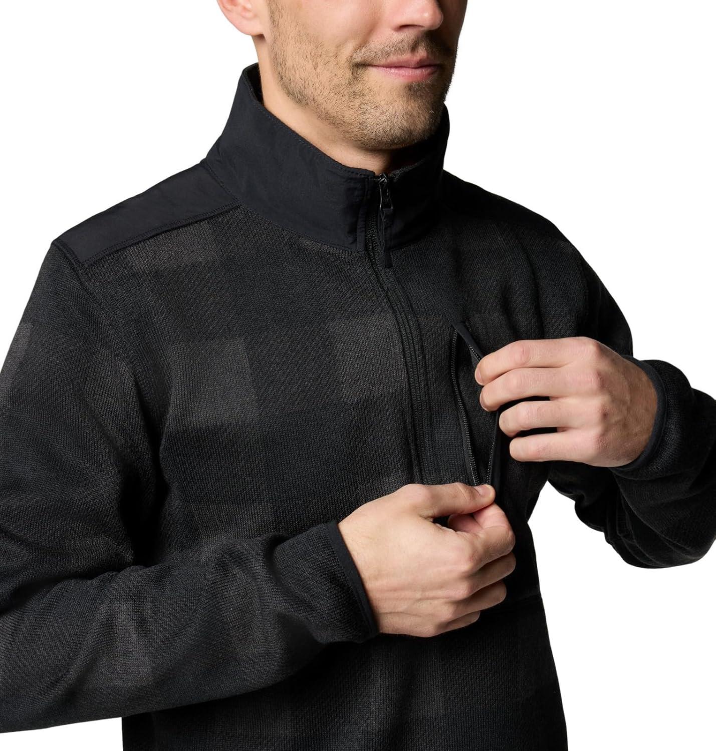 imageColumbia mens Sweater Weather II Printed Half ZipBlack BuffaloCheck PrintShark Black