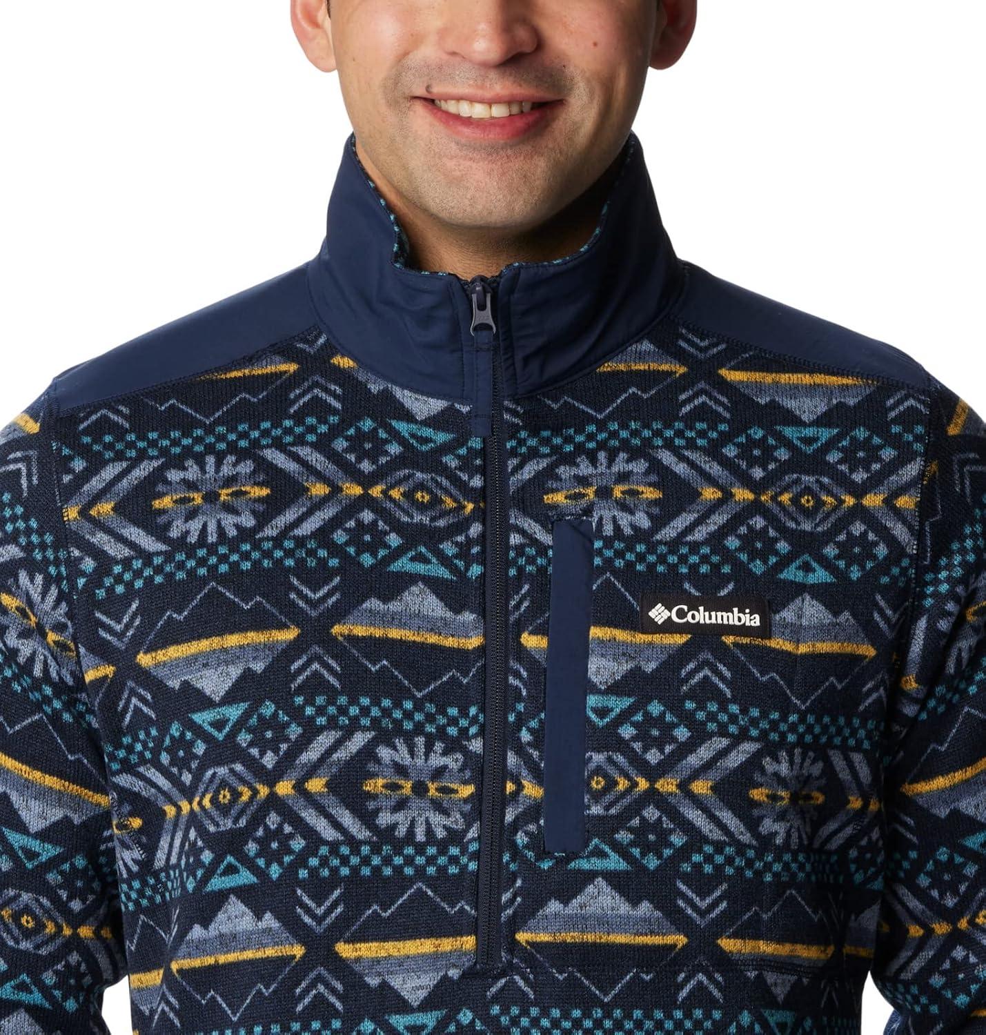 imageColumbia mens Sweater Weather II Printed Half ZipCollegiate Navy Checkered Peaks Print