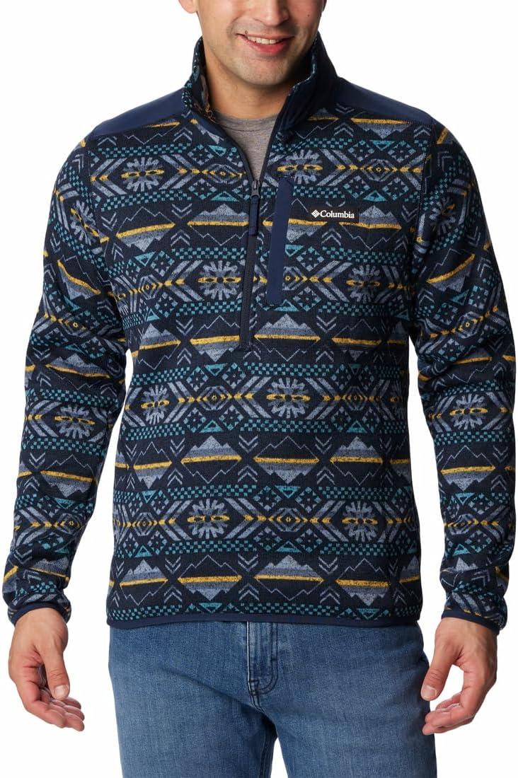 imageColumbia mens Sweater Weather II Printed Half ZipCollegiate Navy Checkered Peaks Print