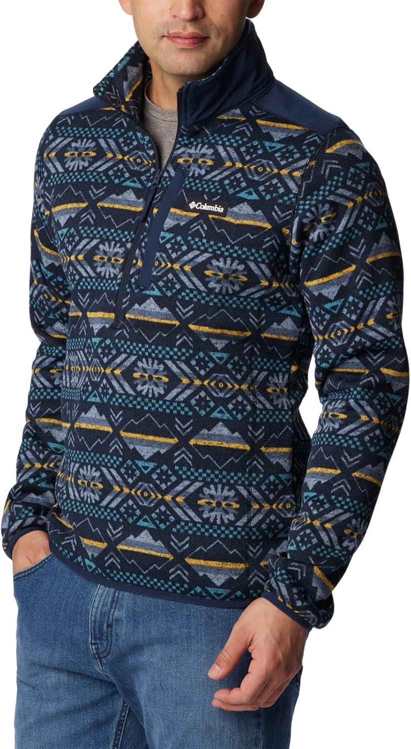 imageColumbia mens Sweater Weather II Printed Half ZipCollegiate Navy Checkered Peaks Print
