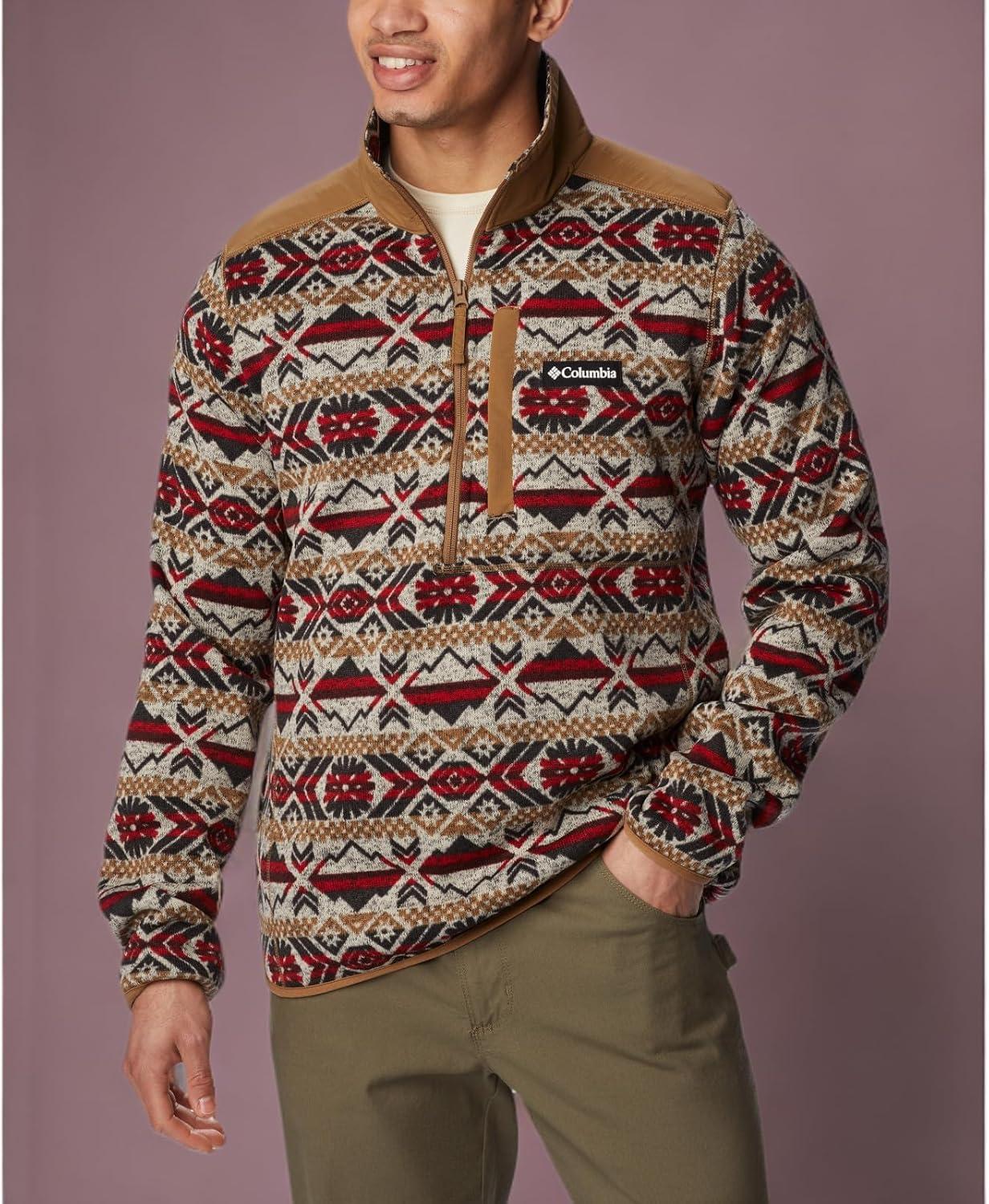 imageColumbia mens Sweater Weather II Printed Half ZipMountain Red Checkered Peaks Print