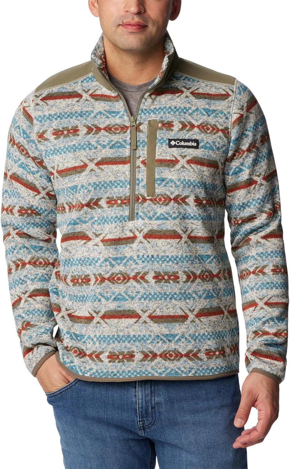 imageColumbia mens Sweater Weather II Printed Half ZipStone Blue Checkered Peaks Print