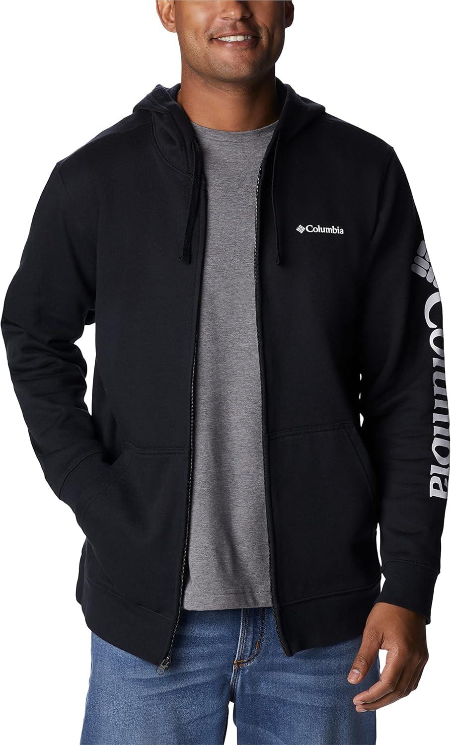 imageColumbia mens Trek Full Zip HoodieBlackCsc Sleeve Logo