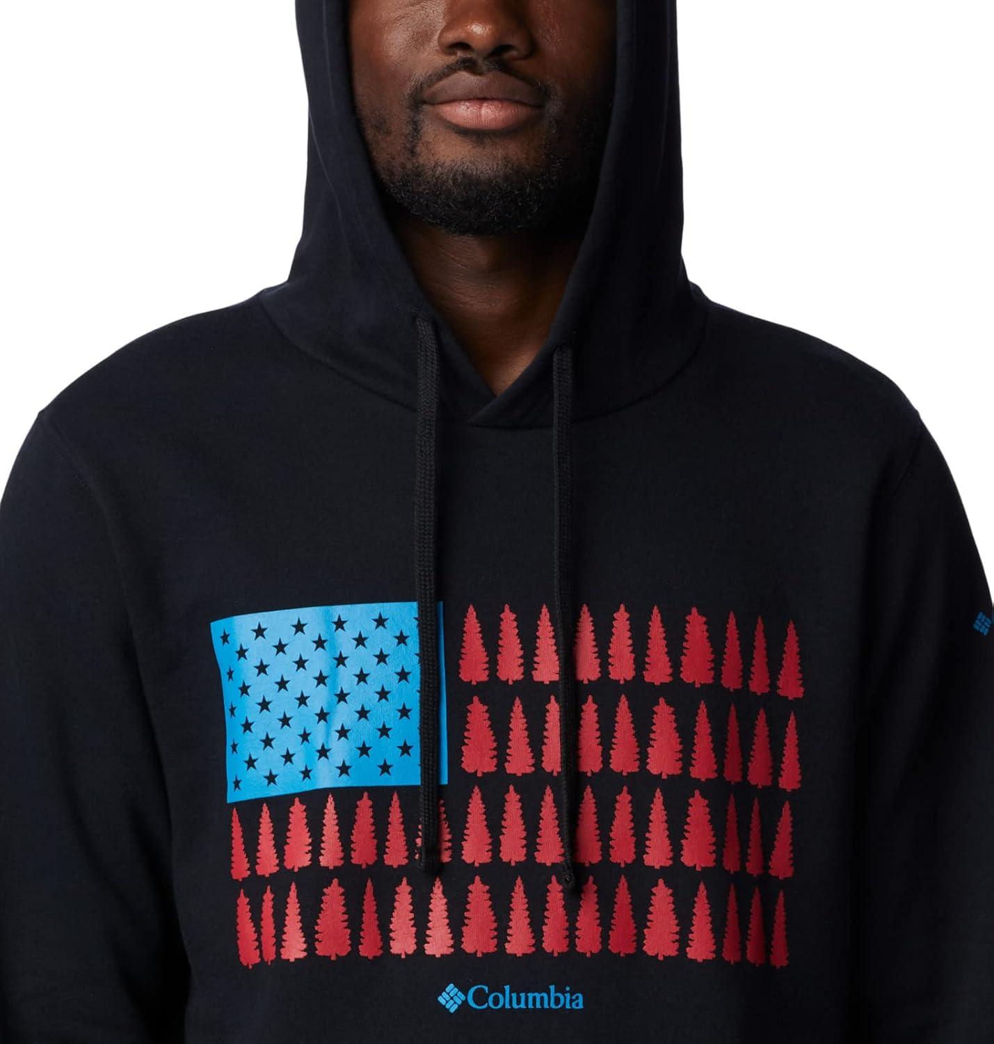 imageColumbia mens Trek HoodieBlackTreestriped Flag