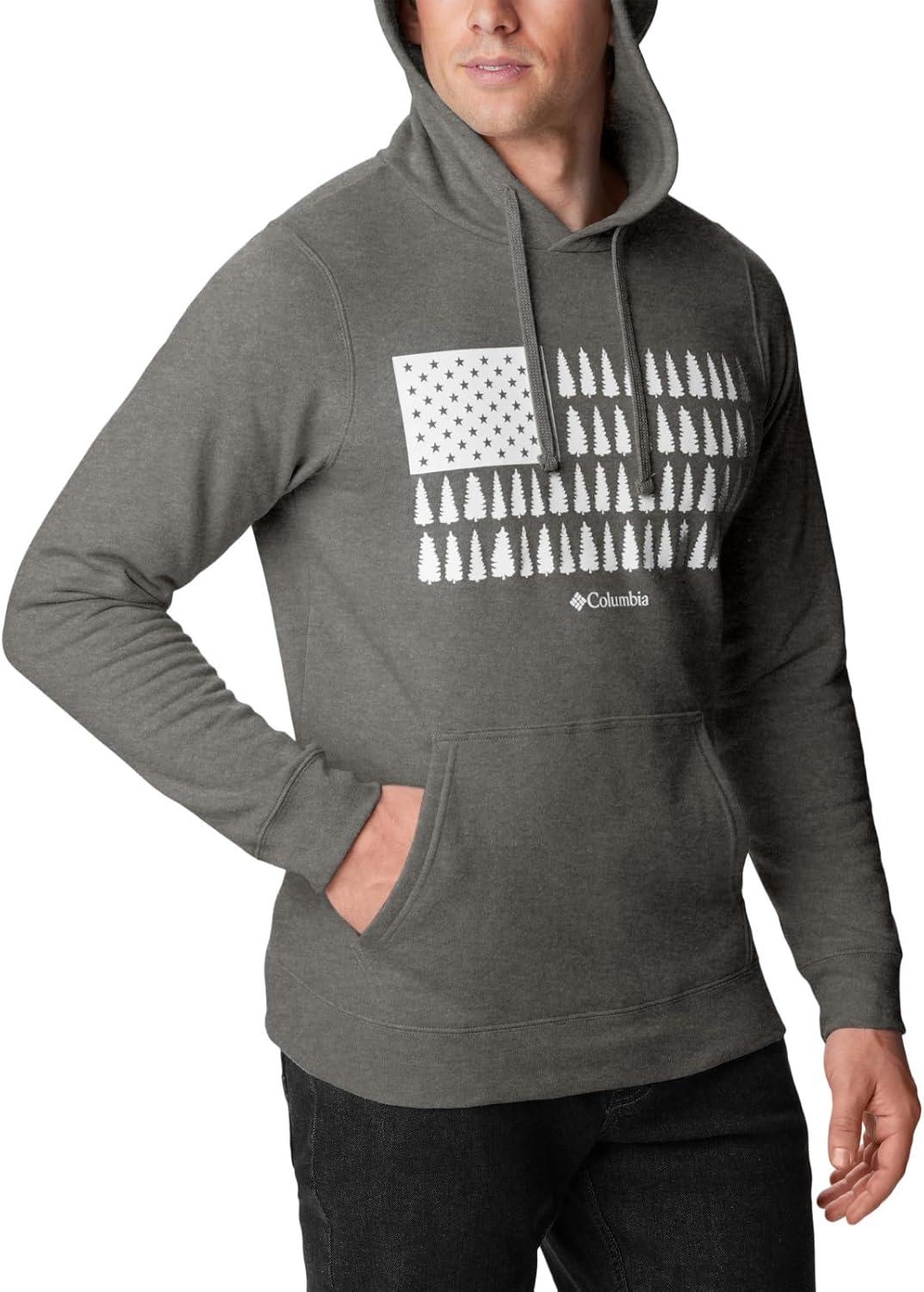 imageColumbia mens Trek HoodieCharcoal Heather Treeline Flag Graphic