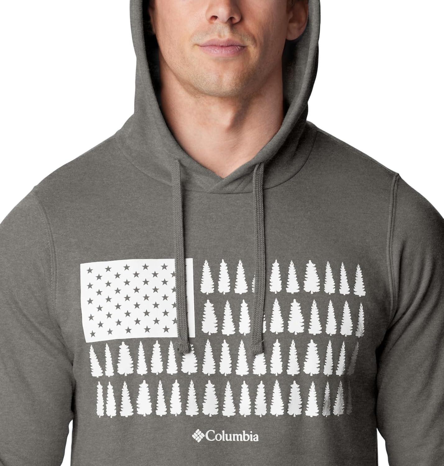 imageColumbia mens Trek HoodieCharcoal Heather Treeline Flag Graphic