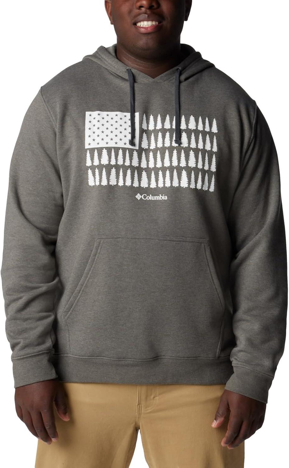 imageColumbia mens Trek HoodieCharcoal Heather Treeline Flag Graphic