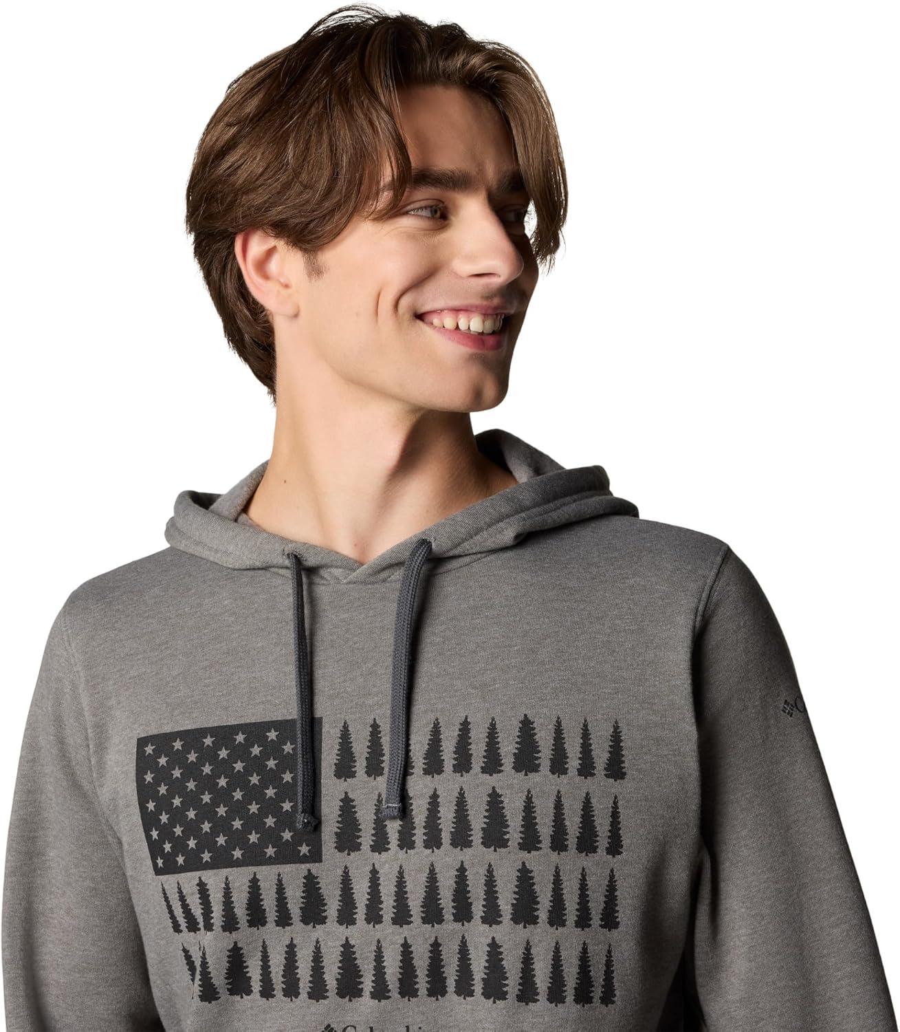 imageColumbia mens Trek HoodieCharcoal HeatherTreestriped Flag