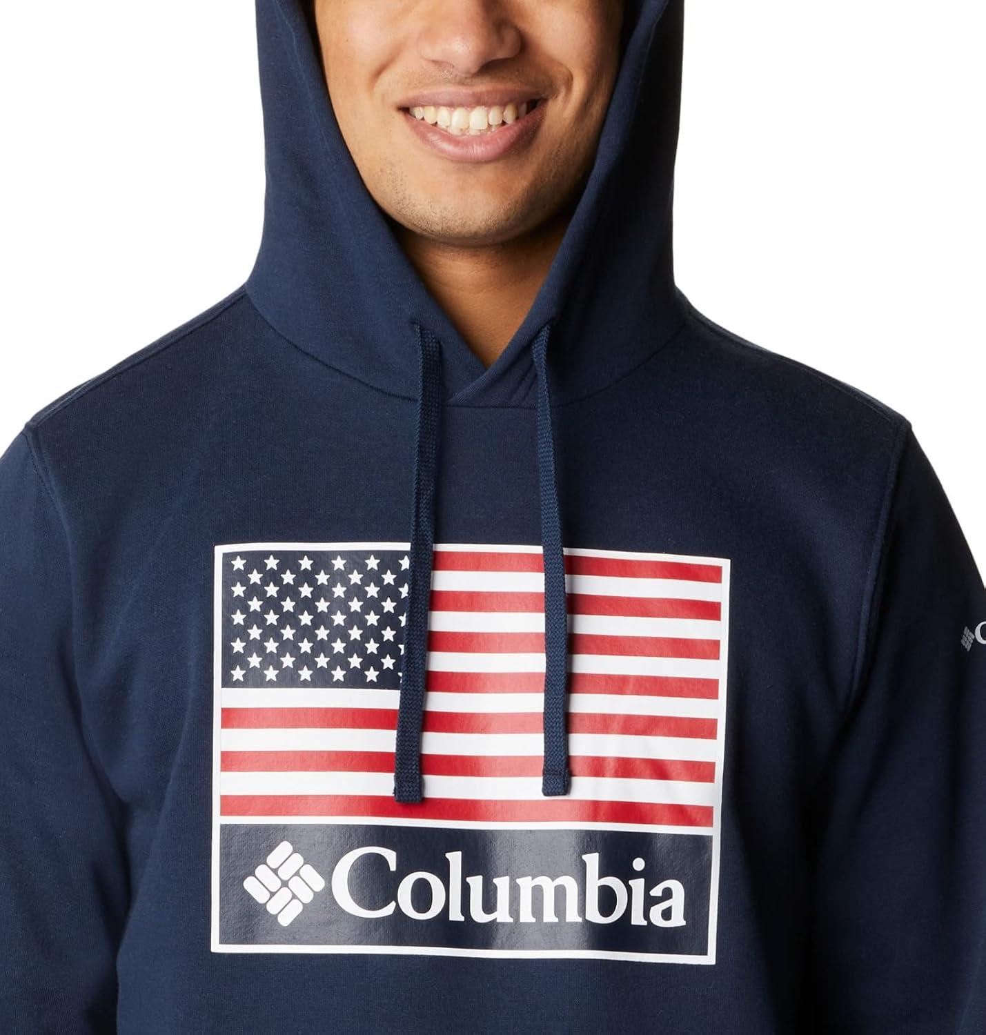 imageColumbia mens Trek HoodieCollegiate NavyUs Flag Stamp