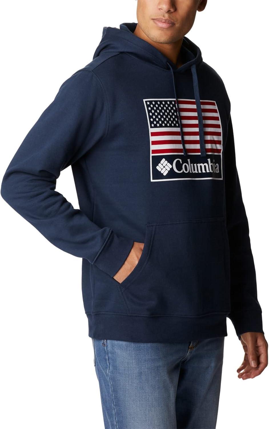 imageColumbia mens Trek HoodieCollegiate NavyUs Flag Stamp