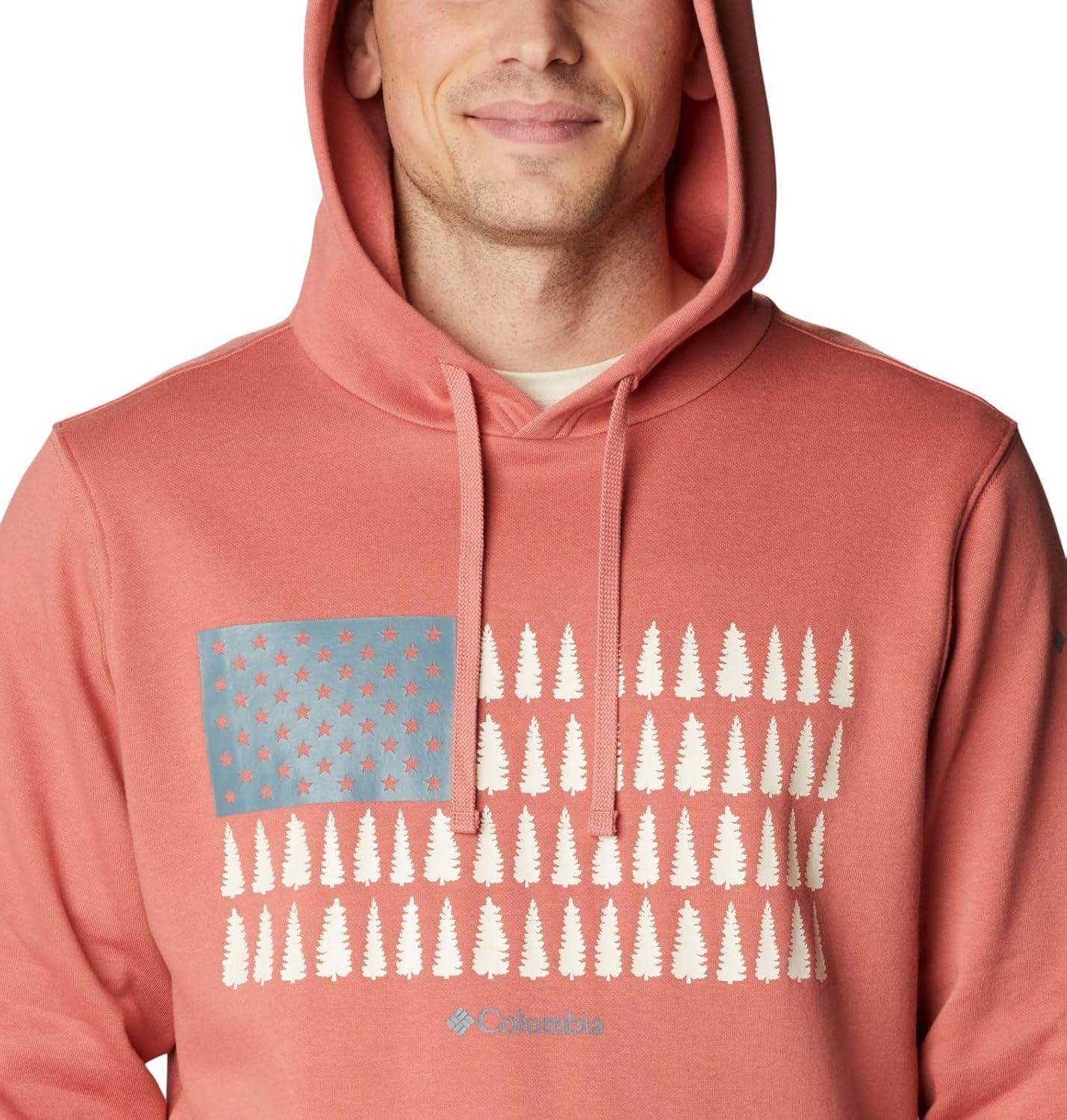 imageColumbia mens Trek HoodieDark CoralTreestriped Flag