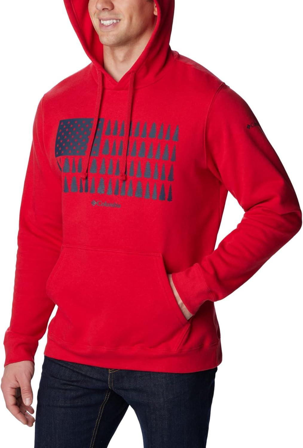 imageColumbia mens Trek HoodieMountain RedTreestriped Flag