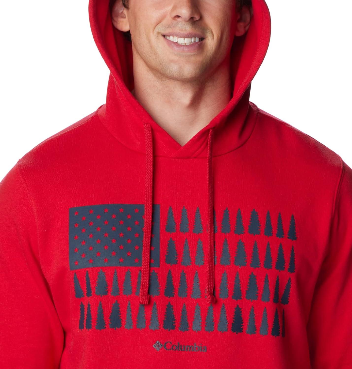 imageColumbia mens Trek HoodieMountain RedTreestriped Flag