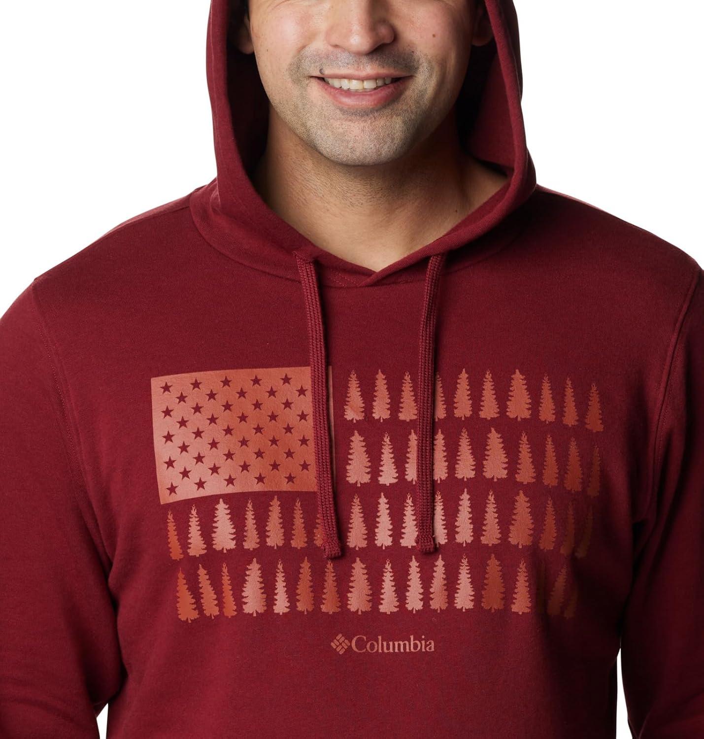 imageColumbia mens Trek HoodieRed Jasper Treeline Flag Graphic