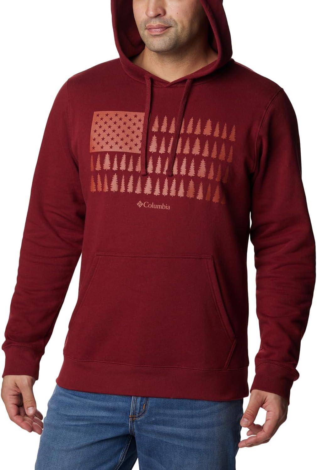 imageColumbia mens Trek HoodieRed Jasper Treeline Flag Graphic