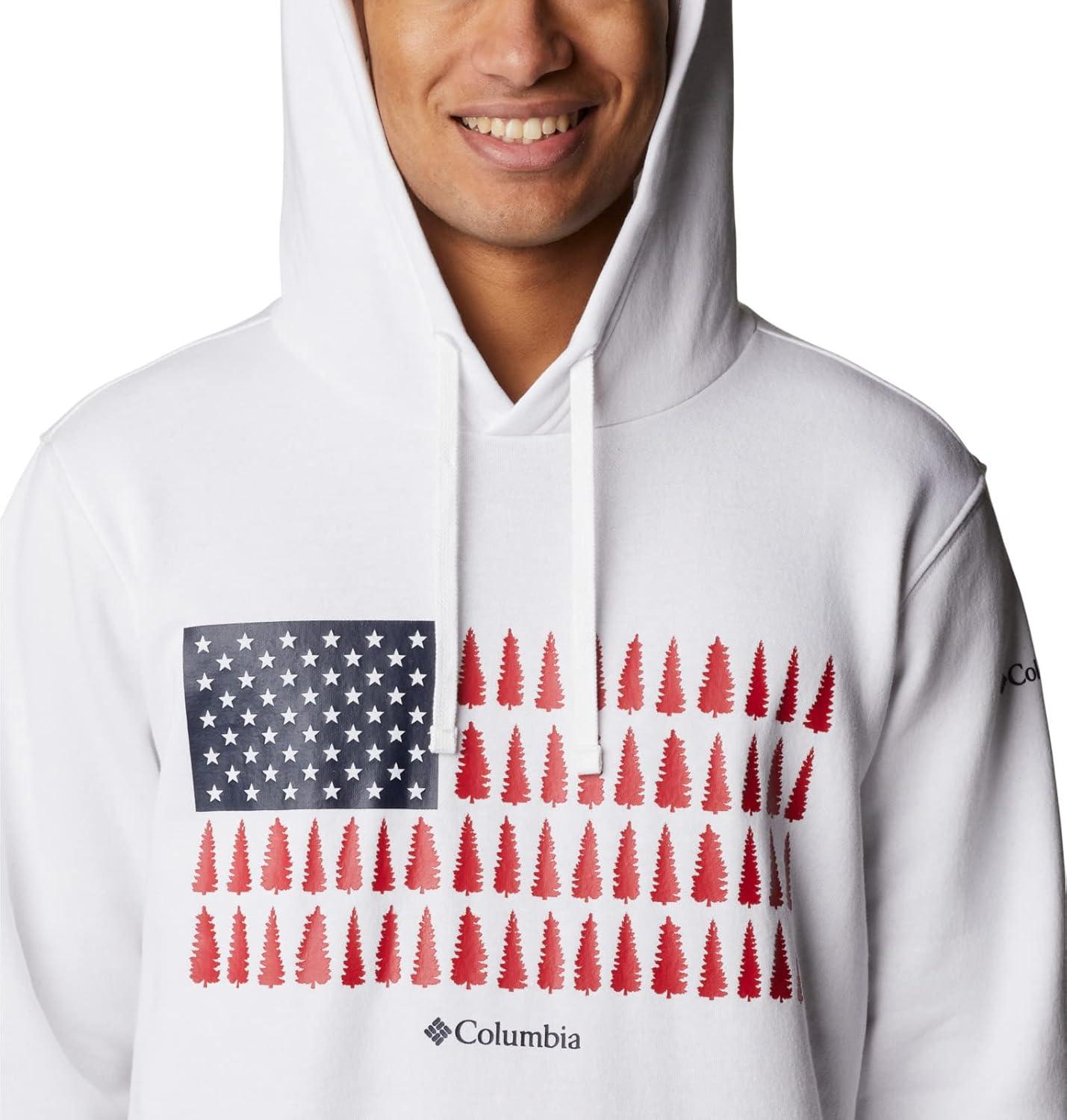 imageColumbia mens Trek HoodieWhiteTreestriped Flag