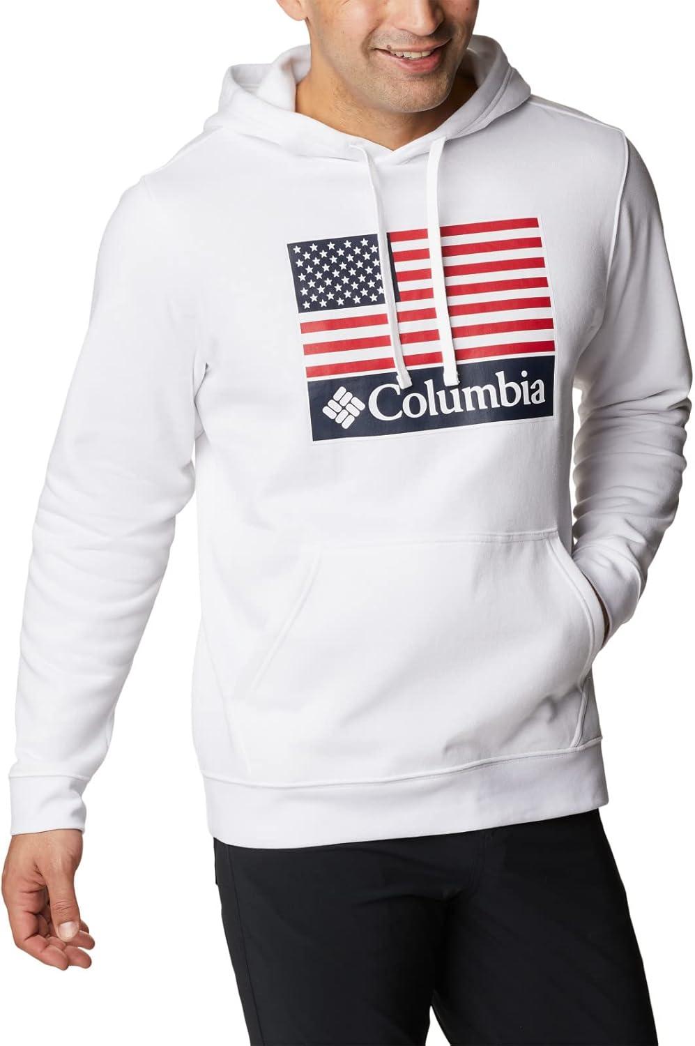imageColumbia mens Trek HoodieWhiteUs Flag Stamp
