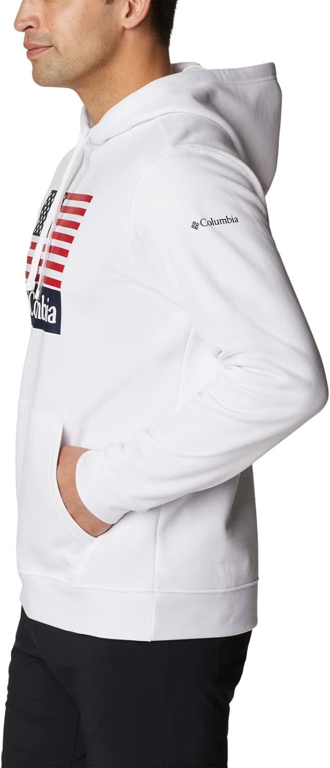 imageColumbia mens Trek HoodieWhiteUs Flag Stamp
