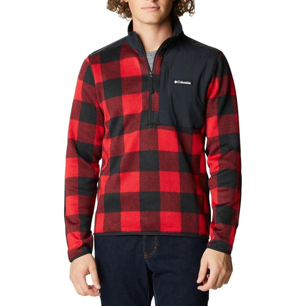 imageColumbia mens Sweater Weather Half ZipMountain Red Buffalo PrintBlack