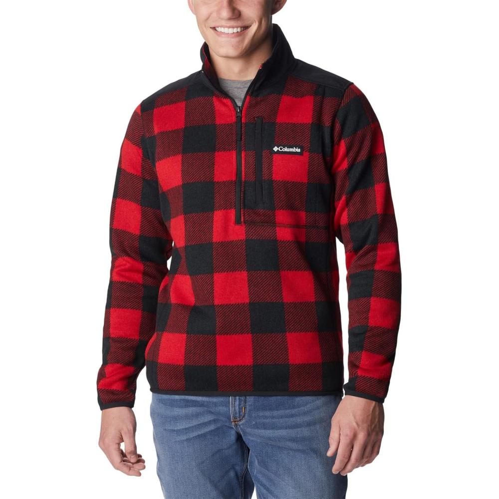 imageColumbia mens Sweater Weather II Printed Half ZipMountain Red Check Print