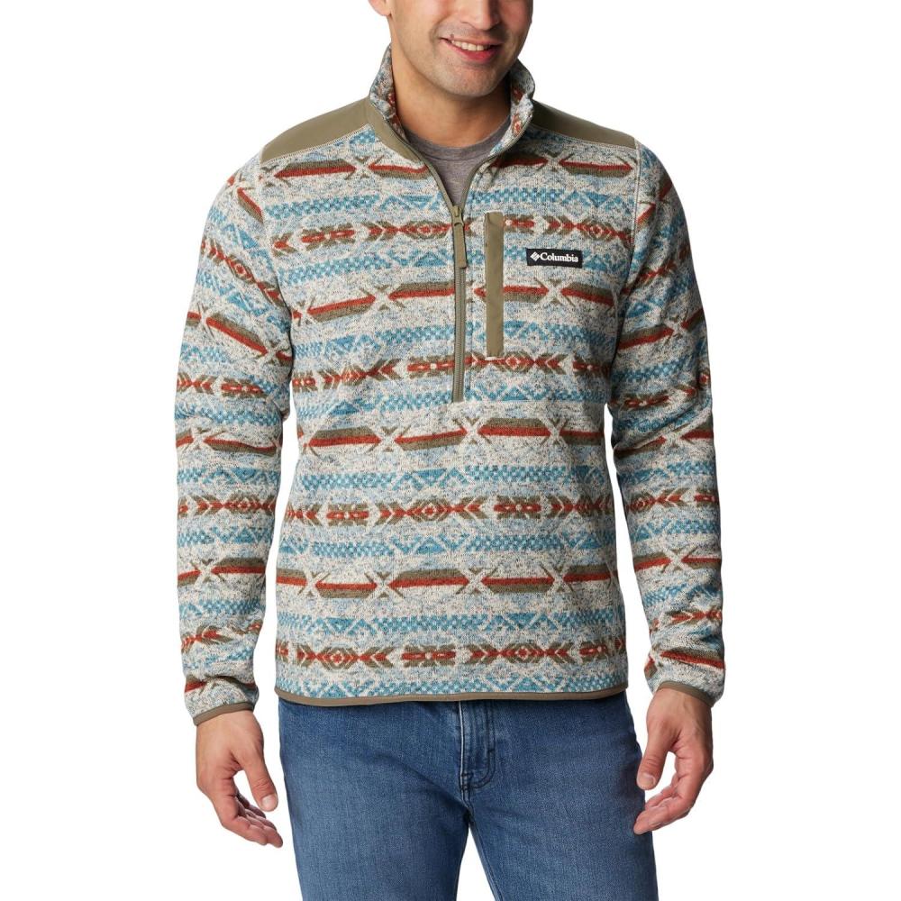 imageColumbia mens Sweater Weather II Printed Half ZipStone Blue Checkered Peaks Print
