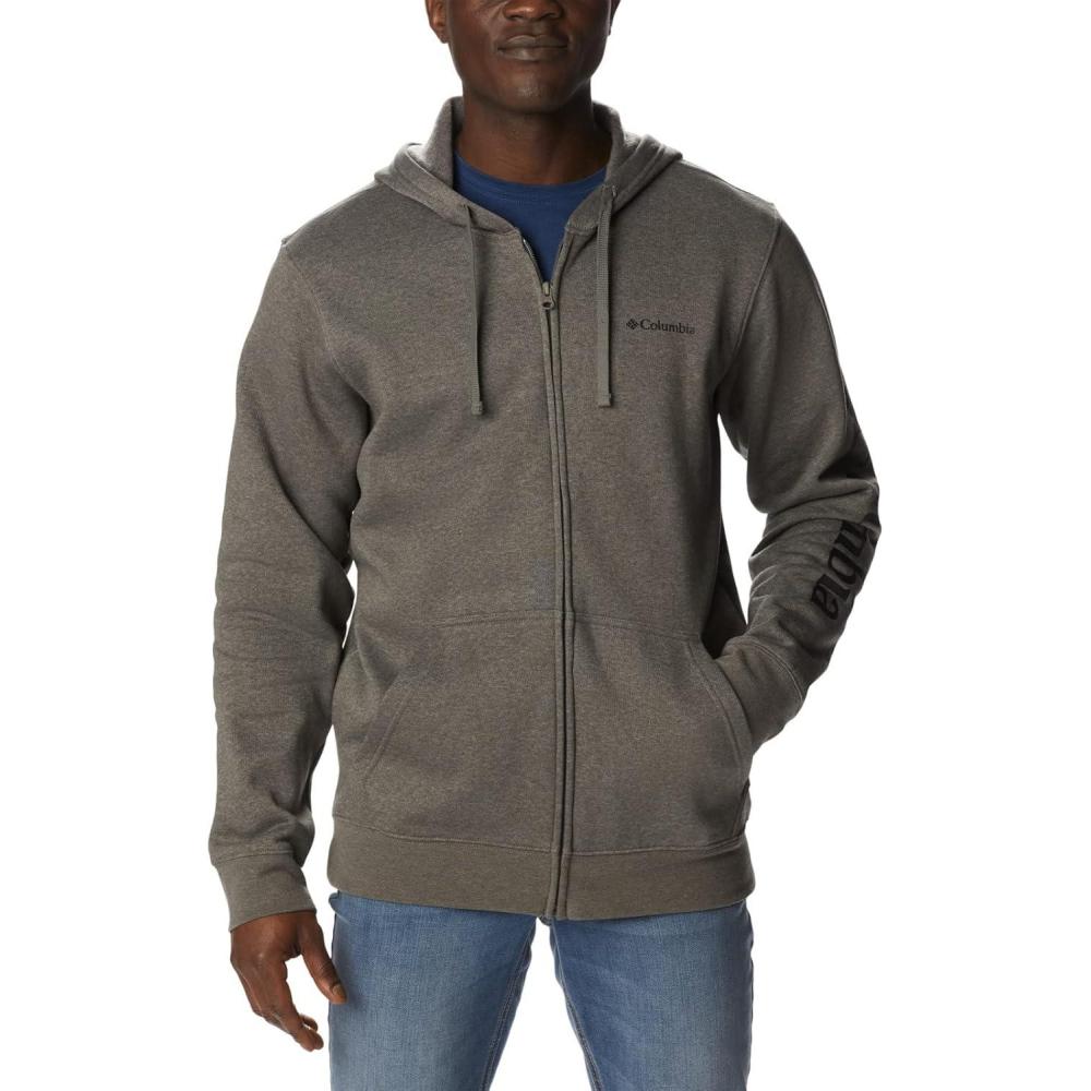 imageColumbia mens Trek Full Zip Hoodie2024 Charcoal HeatherCsc Sleeve Logo