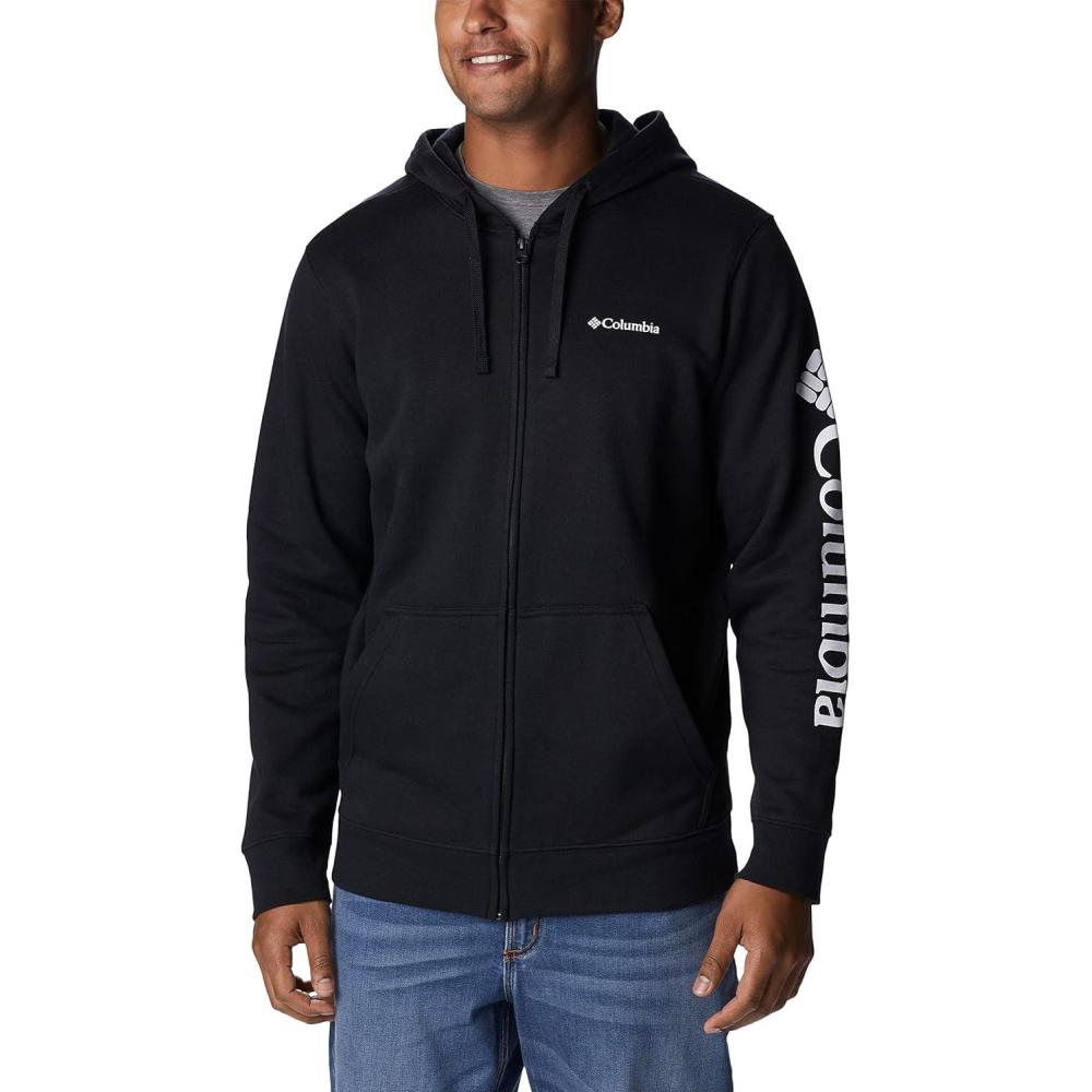 imageColumbia mens Trek Full Zip HoodieBlackCsc Sleeve Logo