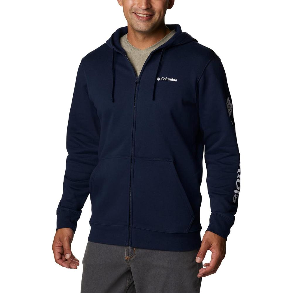 imageColumbia mens Trek Full Zip HoodieCollegiate NavyCsc Sleeve Logo