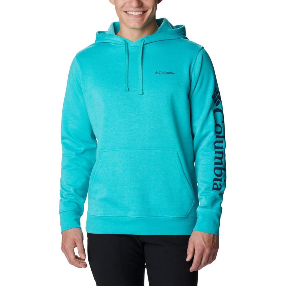 imageColumbia mens Trek HoodieBright Aqua HeatherCsc Sleeve Logo